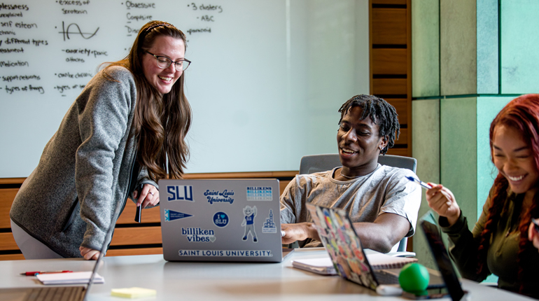 Three students studying together