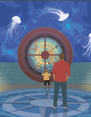 St. Louis Aquarium at Union Station, illustration by Janet Muhm