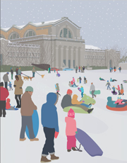 Art Hill in Forest Park, illustraion by Janet Muhm