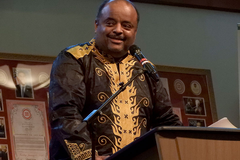 Keynote speaker Roland Martin address the crowd.